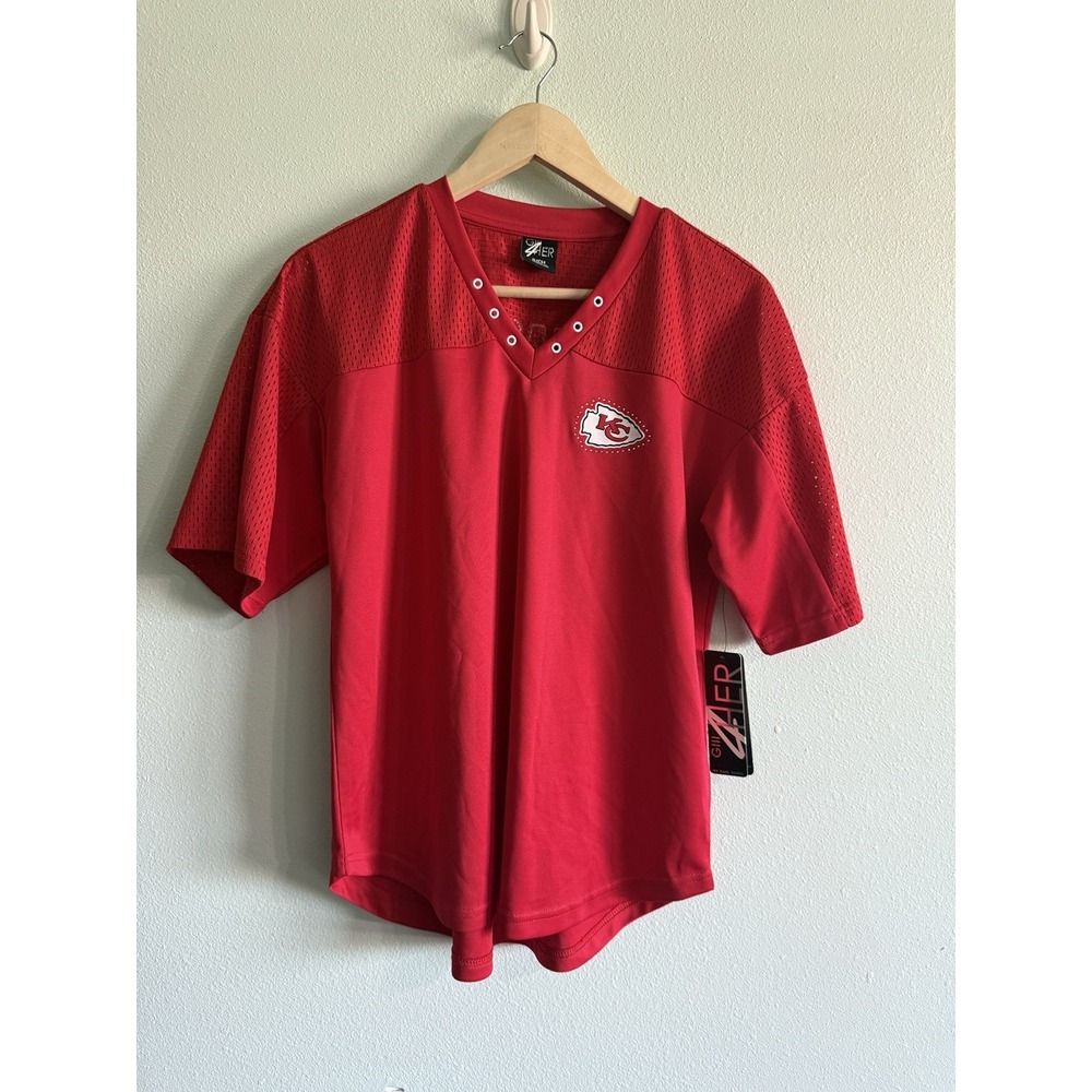 NFL Team Apparel Kansas City Chiefs Womens Small Rhinestone Jersey V-Neck NWT